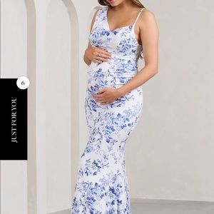 Blue floral maternity dress